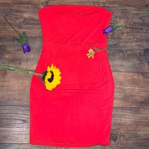 Red Bodycon Strapless Dress